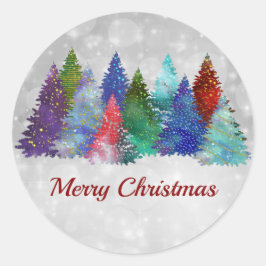 Moderne kleuren Waterverf kerst Ronde Sticker