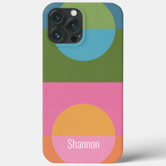 Moderne kleurenblok 3 met aangepaste naam Case-Mate iPhone case (Achterkant)