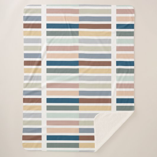 Moderne kleurenblok Abstract gestreept aarde Sherpa Deken (Voorkant)