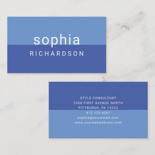 Moderne kleurenblok | Blauw Visitekaartje (Voorkant / Achterkant)