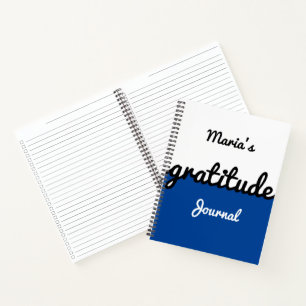 Moderne kleurenblok Blue Black White Gratitude Notitieboek