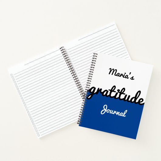 Moderne kleurenblok Blue Black White Gratitude Notitieboek (Binnen)