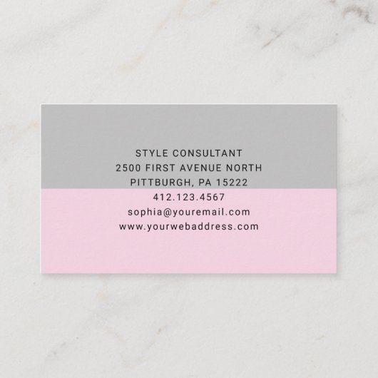 Moderne kleurenblok | Blush roze en grijs Visitekaartje (Achterkant)