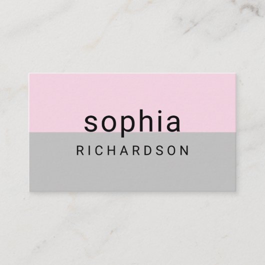 Moderne kleurenblok | Blush roze en grijs Visitekaartje (Voorkant)