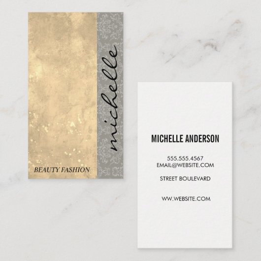 Moderne kleurenblok | Grunge Damask Patroon Visitekaartje (Voorkant / Achterkant)