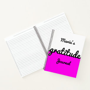 Moderne kleurenblok Hot Pink Black White Gratitude Notitieboek