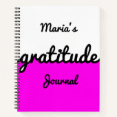 Moderne kleurenblok Hot Pink Black White Gratitude Notitieboek (Voorkant)