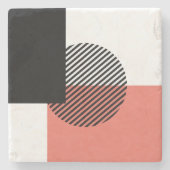 Moderne kleurenblok met ronde cirkel - zwart stenen onderzetter (Voorkant)