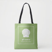 Moderne kleurenblok met Upscale Shell Beach Green Tote Bag (Voorkant)