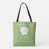 Moderne kleurenblok met Upscale Shell Beach Green Tote Bag (Achterkant)