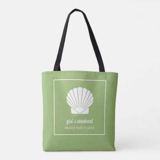 Moderne kleurenblok met Upscale Shell Beach Green Tote Bag (Achterkant)