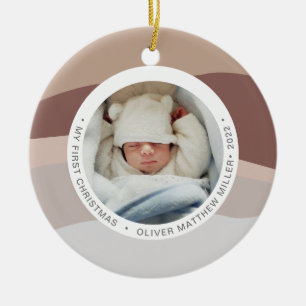 Moderne kleurenblok Mijn eerste kerstblauwe muis Keramisch Ornament