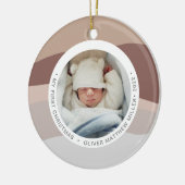 Moderne kleurenblok Mijn eerste kerstblauwe muis Keramisch Ornament (Links)