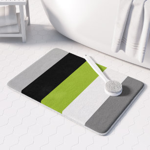 Moderne kleurenblok Stripes Lime Green Grey Black Badmat