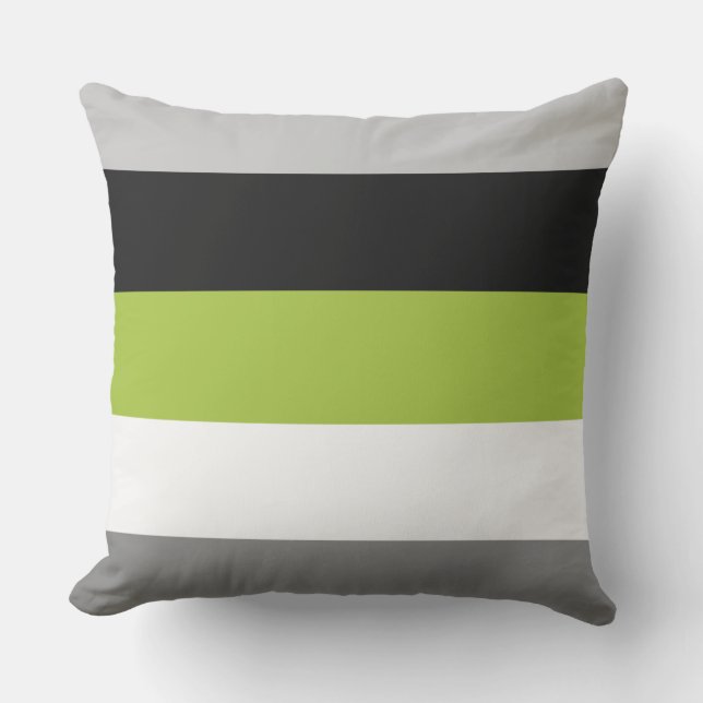 Moderne kleurenblok Stripes Lime Green Grey Black Buitenkussen (Voorkant)