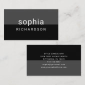 Moderne kleurenblok | Zwart-donkergrijs Visitekaartje (Voorkant / Achterkant)