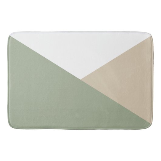Moderne kleurenblokdriehoeken Sage Green Beige Badmat (Voorkant)