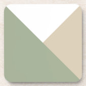 Moderne kleurenblokdriehoeken Sage Green Beige Bier Onderzetter (Voorkant)