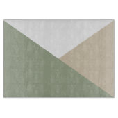 Moderne kleurenblokdriehoeken Sage Green Beige Snijplank (Voorkant)