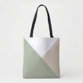 Moderne kleurenblokdriehoeken Sage Green Beige Tote Bag (Voorkant)