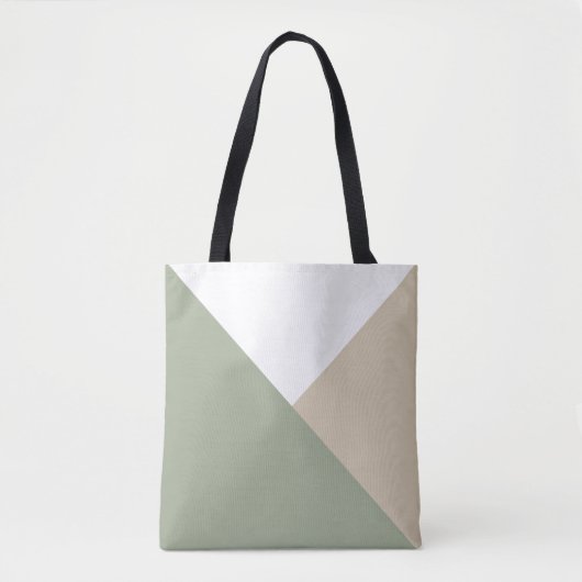 Moderne kleurenblokdriehoeken Sage Green Beige Tote Bag (Voorkant)