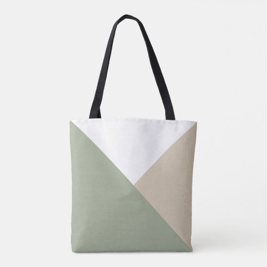 Moderne kleurenblokdriehoeken Sage Green Beige Tote Bag (Achterkant)