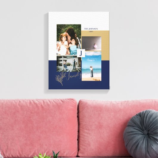 Moderne kleurenblokfamilie foto collage Canvas Pri (Insitu (Woonkamer))