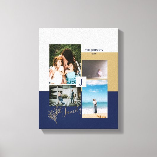 Moderne kleurenblokfamilie foto collage Canvas Pri Afdruk (Voorkant)