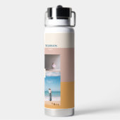 Moderne kleurenblokfamilie fotocollage waterfles (Achterkant)