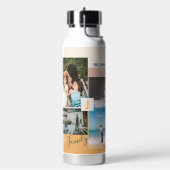 Moderne kleurenblokfamilie fotocollage waterfles (Links)