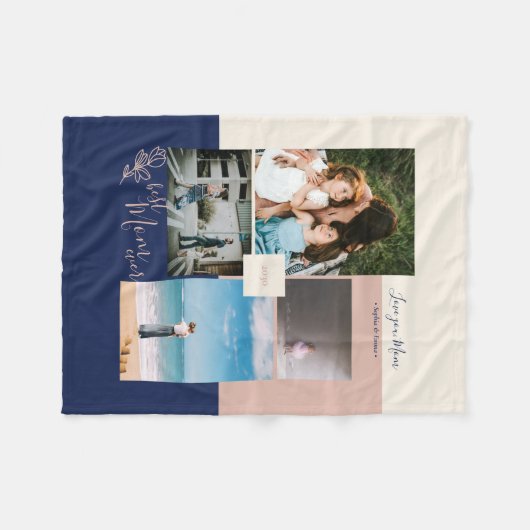 Moderne kleurenblokfotocollage voor moeder fleece deken (Voorkant (Horizontaal))