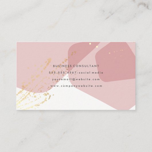 Moderne kleurenblokken en gouden spatter visitekaartje (Achterkant)