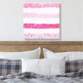 moderne kleurenblokken strepen witte roze penseels canvas afdruk (Insitu (Slaapkamer))