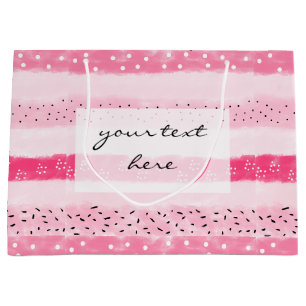 moderne kleurenblokken strepen witte roze penseels large cadeautasje