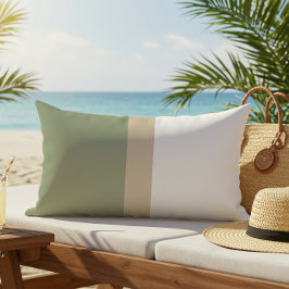 Moderne kleurenblokpagina Groen beige wit Buitenkussen