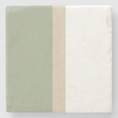 Moderne kleurenblokpagina Groen beige wit Stenen Onderzetter (Voorkant)