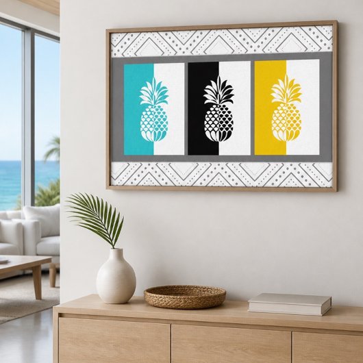 Moderne kleurencanvas ananas canvas afdruk