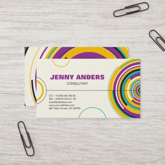 Moderne kleurencirkels Abstracte professionele vor Visitekaartje (Voorkant / Achterkant in situ)