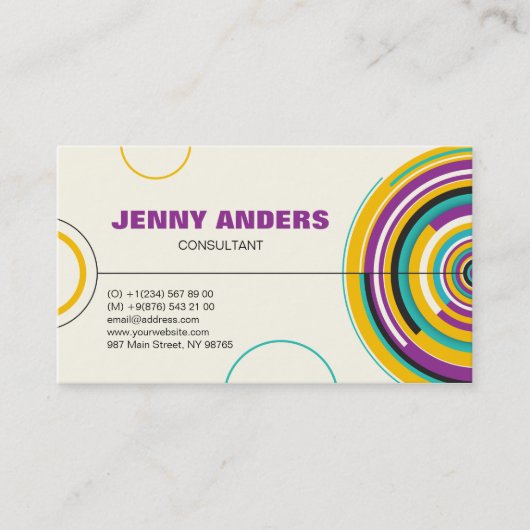 Moderne kleurencirkels Abstracte professionele vor Visitekaartje (Voorkant)