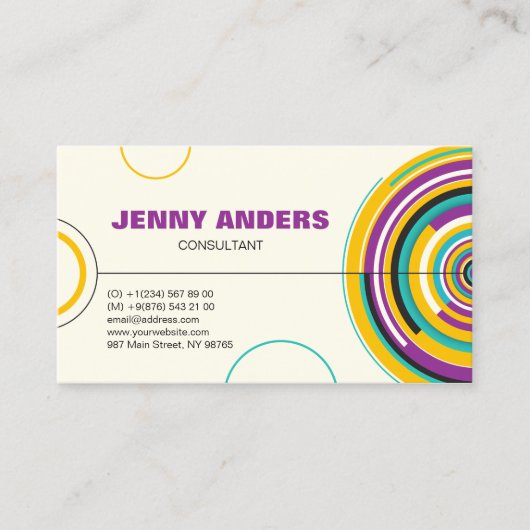 Moderne kleurencirkels Abstracte professionele vor Visitekaartje (Voorkant)