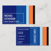 Moderne kleurencontraststijl blauw visitekaartje (Voorkant / Achterkant)