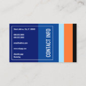 Moderne kleurencontraststijl blauw visitekaartje (Achterkant)