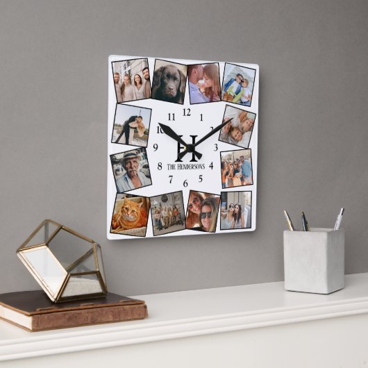 Moderne Kleurenfoto Collage| Maak je Eigen Vierkante Klok (Kantoor)