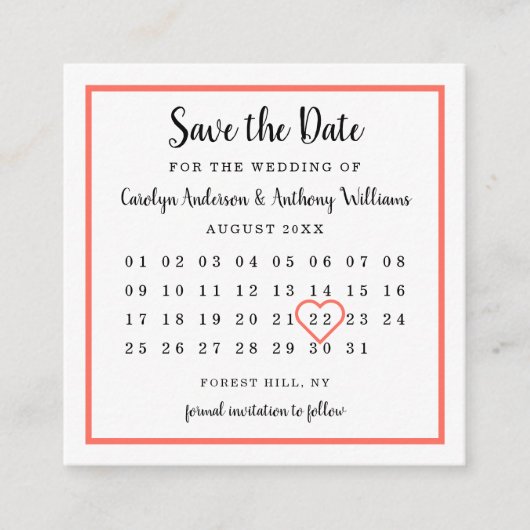 Moderne kleurenfotokalender waarop de datum wordt  informatiekaartje (Voorkant)