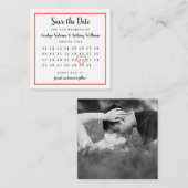 Moderne kleurenfotokalender waarop de datum wordt  informatiekaartje (Voorkant / Achterkant)