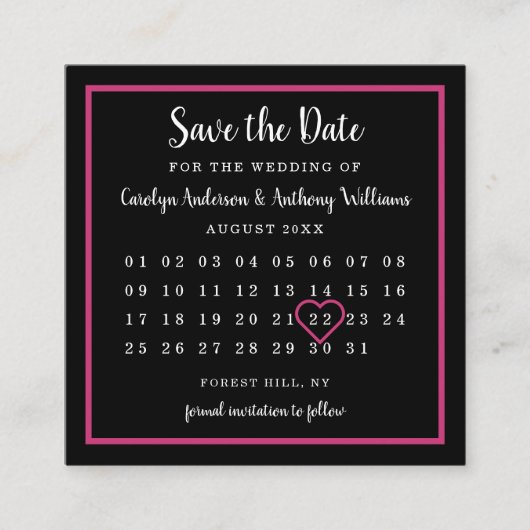 Moderne kleurenfotokalender waarop de datum wordt  informatiekaartje (Voorkant)