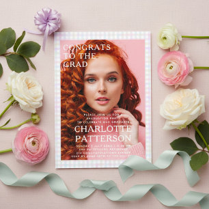 Moderne Kleurenruit Foto Verjaardagsfeestje Afstud Acryl Uitnodigingen