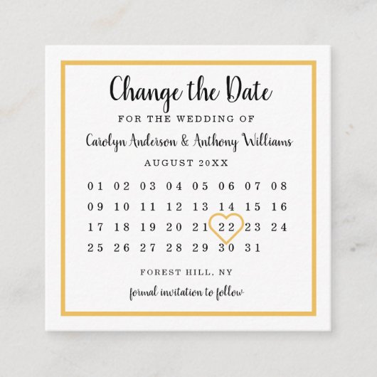 Moderne kleurfotokalender De datum wijzigen Informatiekaartje (Voorkant)