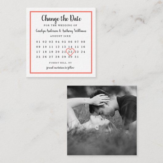 Moderne kleurfotokalender De datum wijzigen Informatiekaartje (Voorkant / Achterkant)