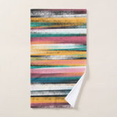Moderne kleurige penseelstreken Stripes olieverf Bad Handdoek (Handdoek)